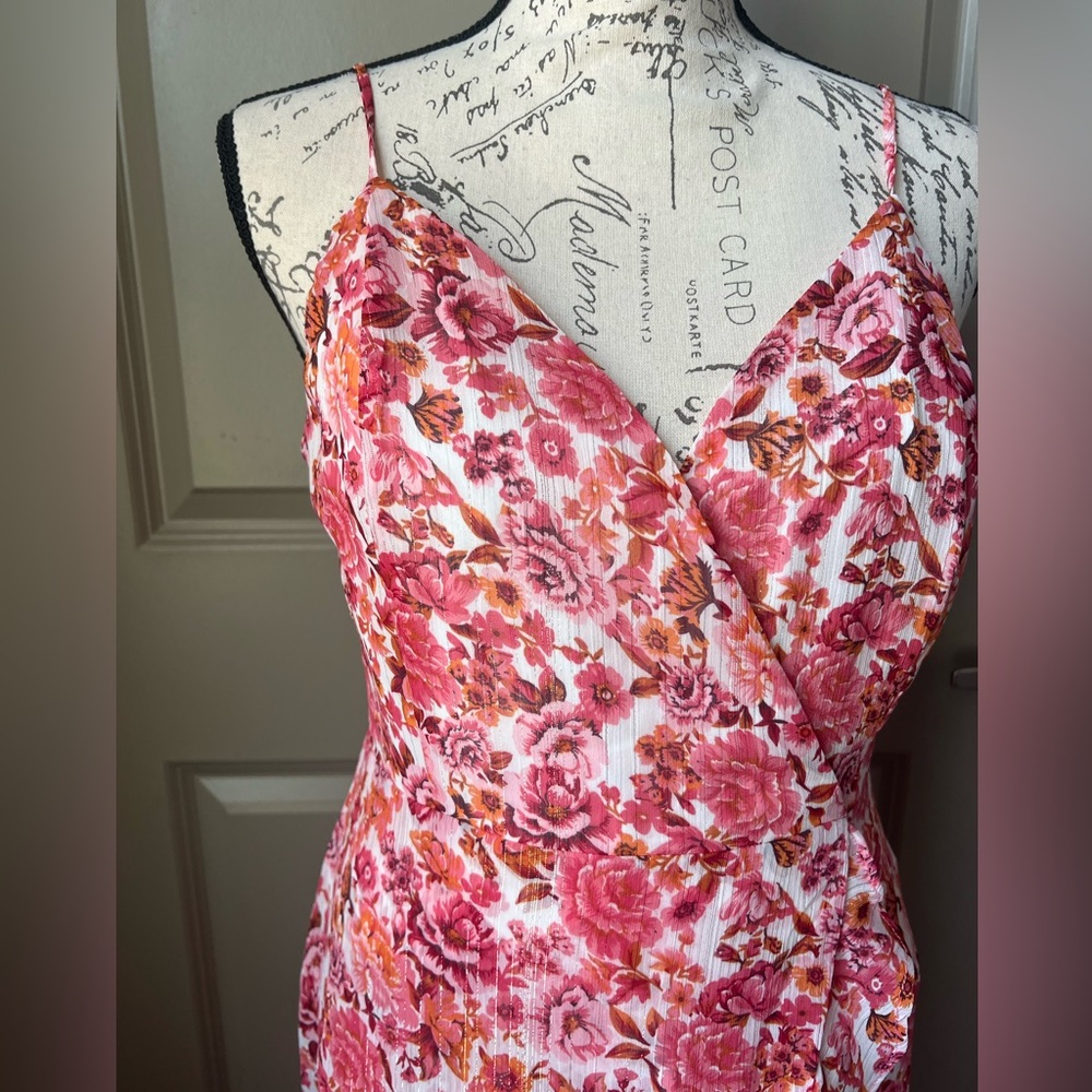 Lulu's Pink Floral High-Low Ruffle Slip Dress - Picture 3 of 12